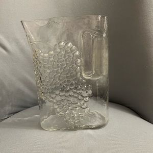 Vintage Mid-Century Water Pitcher Riedel Austria Flat Glass w/embossed Grapes